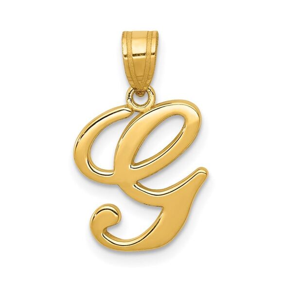 14k Yellow Gold, Mimi Collection, Small Script Initial G Pendant - Picture 1 of 5